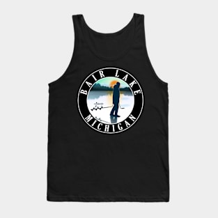 Bair Lake Ice Fishing Michigan Sunset Tank Top